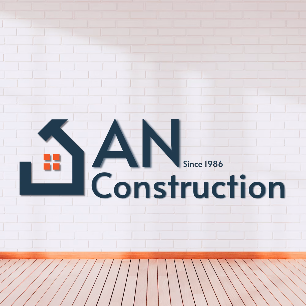 AN Construction logo design showcasing bold typography and construction-inspired iconography