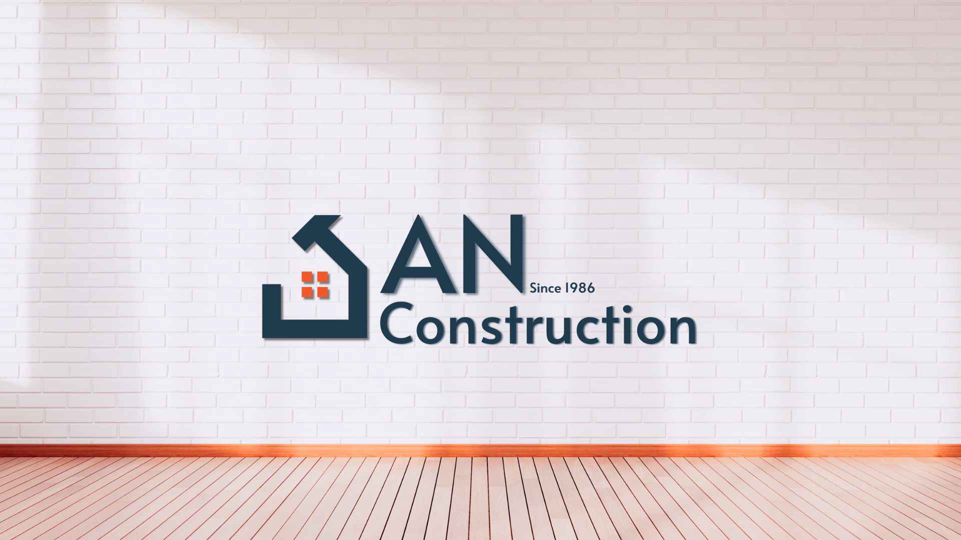 AN Construction logo design showcasing bold typography and construction-inspired iconography